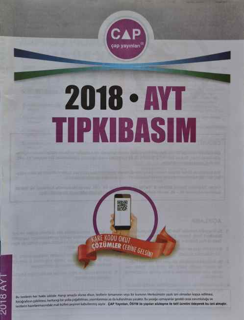 ÇAP YKS AYT TIPKI BASIM 2018