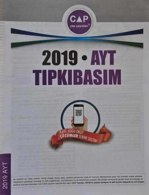 ÇAP YKS AYT TIPKI BASIM 2019