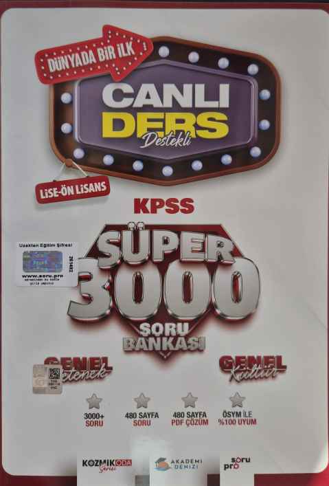 KPSS LİSE ÖNLİSANS C.DERS S.B. SÜPER 3000 - 2024