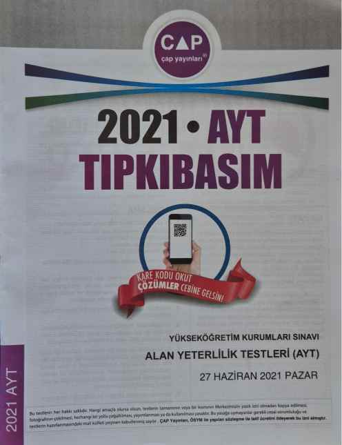 ÇAP YKS AYT TIPKI BASIM 2021