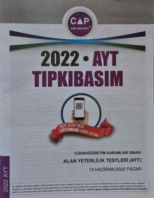 ÇAP YKS AYT TIPKI BASIM 2022